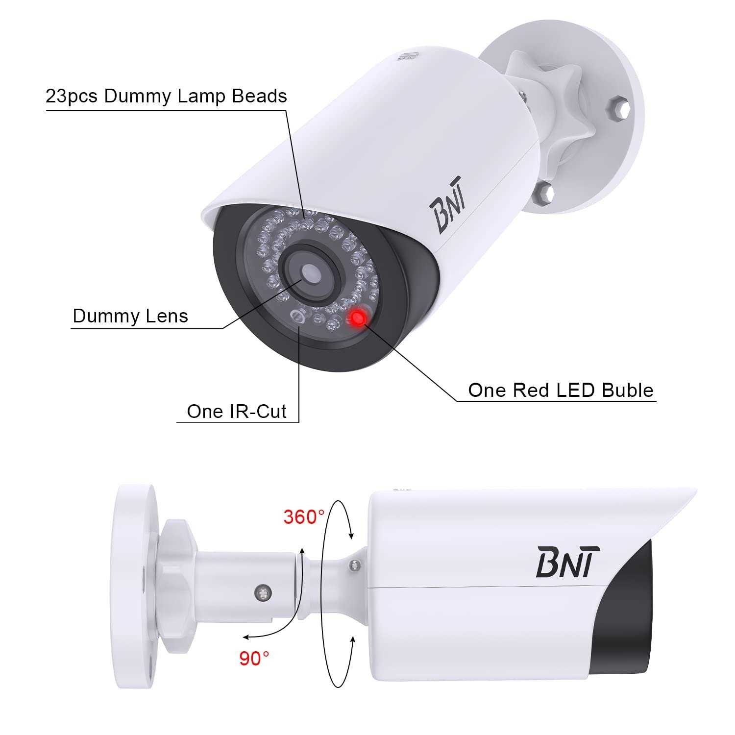 Bnt Dummy Fake Security Camera with One Red LED Light at Night for Home and Businesses Security Indoor/Outdoor - Image 5