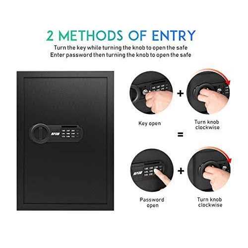 RPNB Steel Home Security Safe Perfect for Documents, Jewelry, Gun, Cash and Other Valuables - Image 5