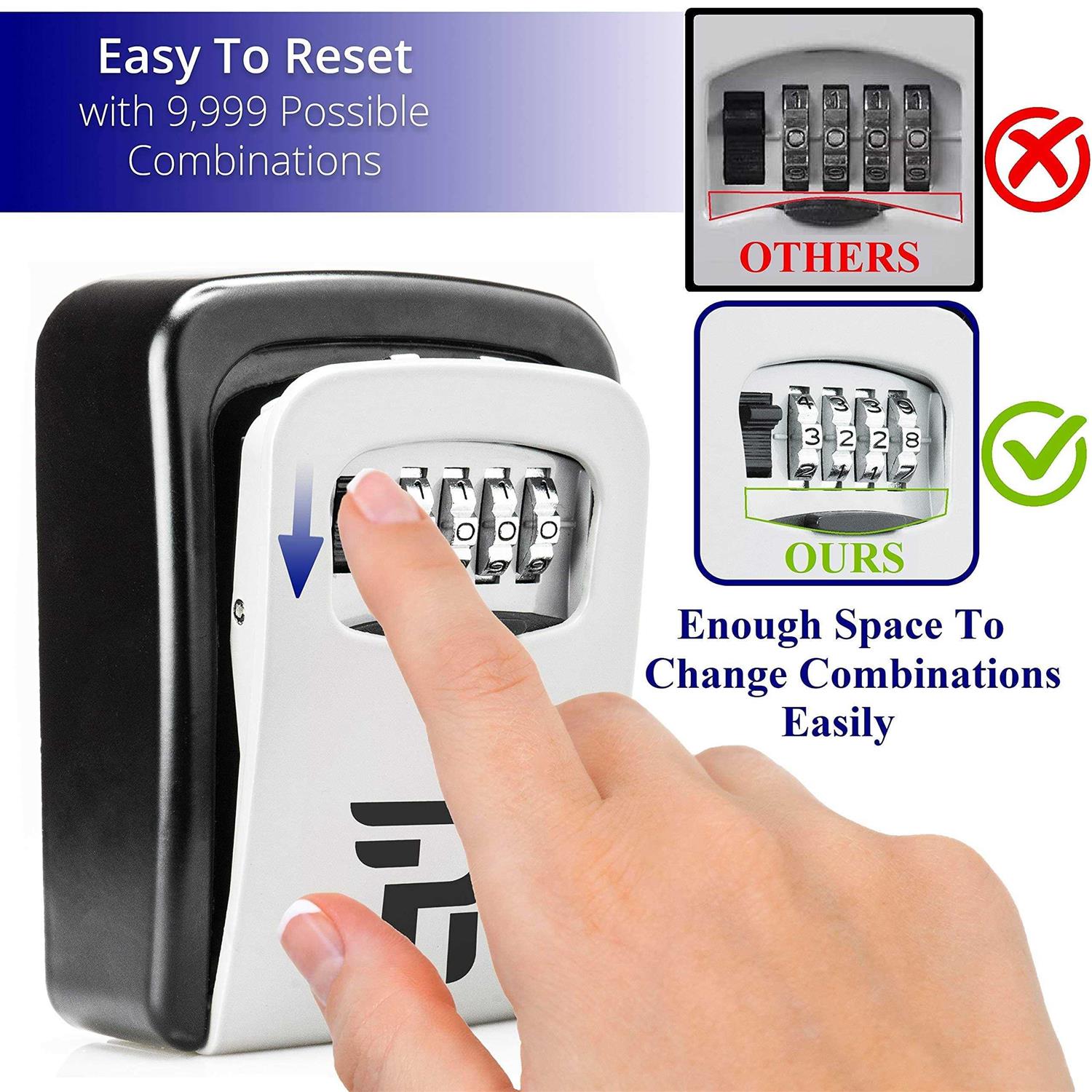 Key Lock Box for Outside Rudy Run Wall Mount Lockbox for House Keys Outdoor - Image 5