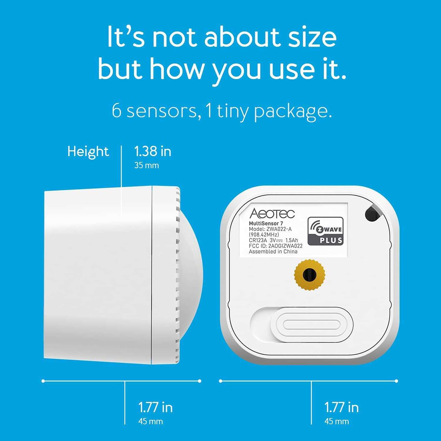 Aeotec MultiSensor 7, 6-in-1 Zwave Sensors Contains Monitor Motion, Temperature, Light, Humidity, UV, and Vibration - Image 5