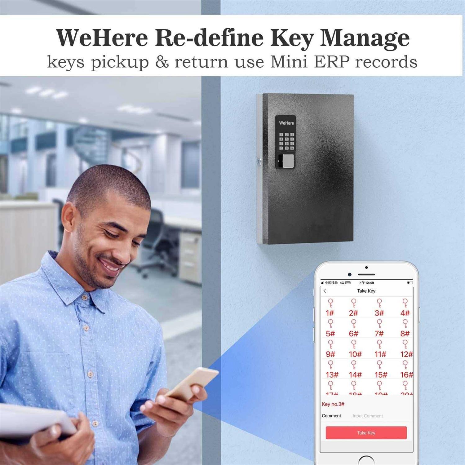 32 Key Cabinet Organizer,Metal Key Lock Box Wall Mount use OTP Technology Unlock,Fixed Password/Bluetooth Unlock - Image 4