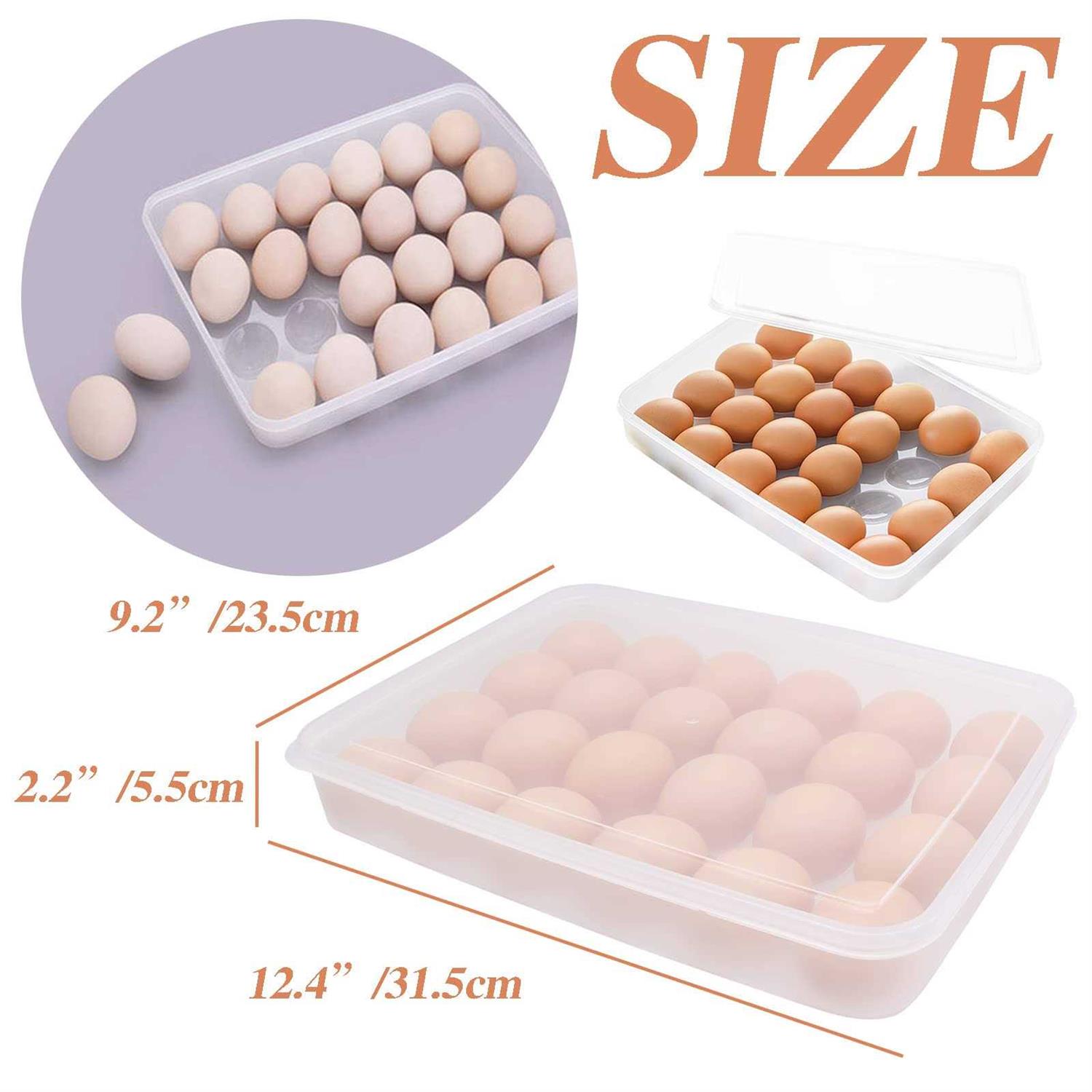 2 Pack Covered Egg Holder,Clear Egg Holder Storage Container,Stackable Plastic Refrigerator Egg Trays for Deviled Egg,Protect and Keep Fresh - Image 4