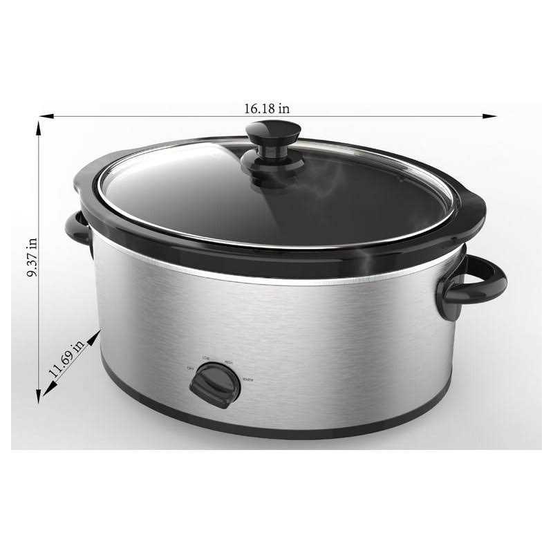 Mainstays 6 Quart Oval Slow Cooker Stainless Steel Finish MS54100112168S - Image 3