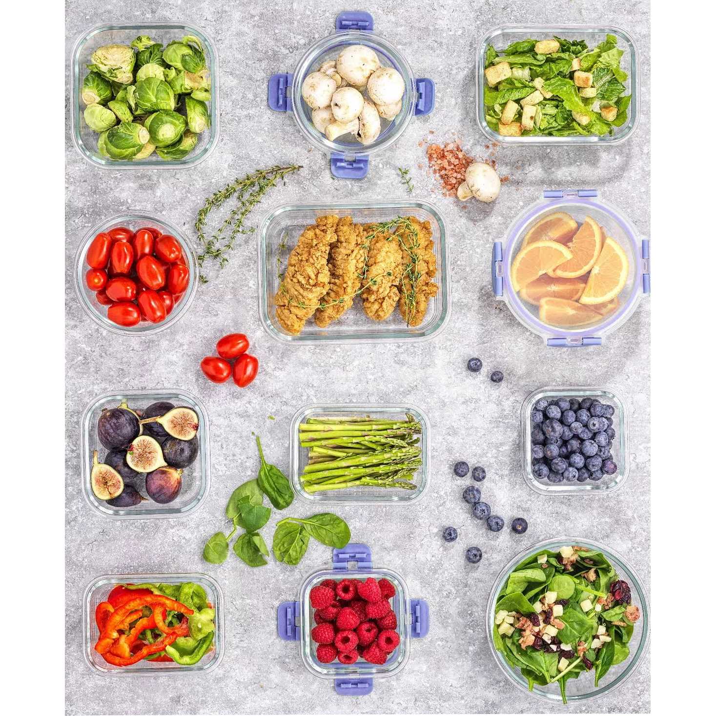 JoyJolt JoyFul 24-Piece Glass Storage Containers with Leakproof Lids Set - Image 3