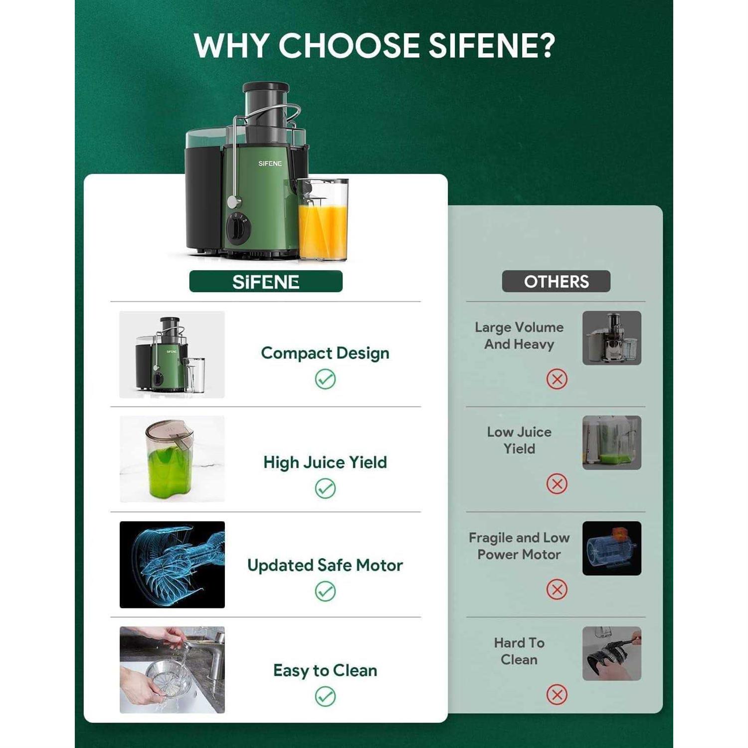 Juicer SiFENE 500w Big Mouth Centrifugal Juicer, Juice Vegetable and Fruit 3-Speed - Image 4