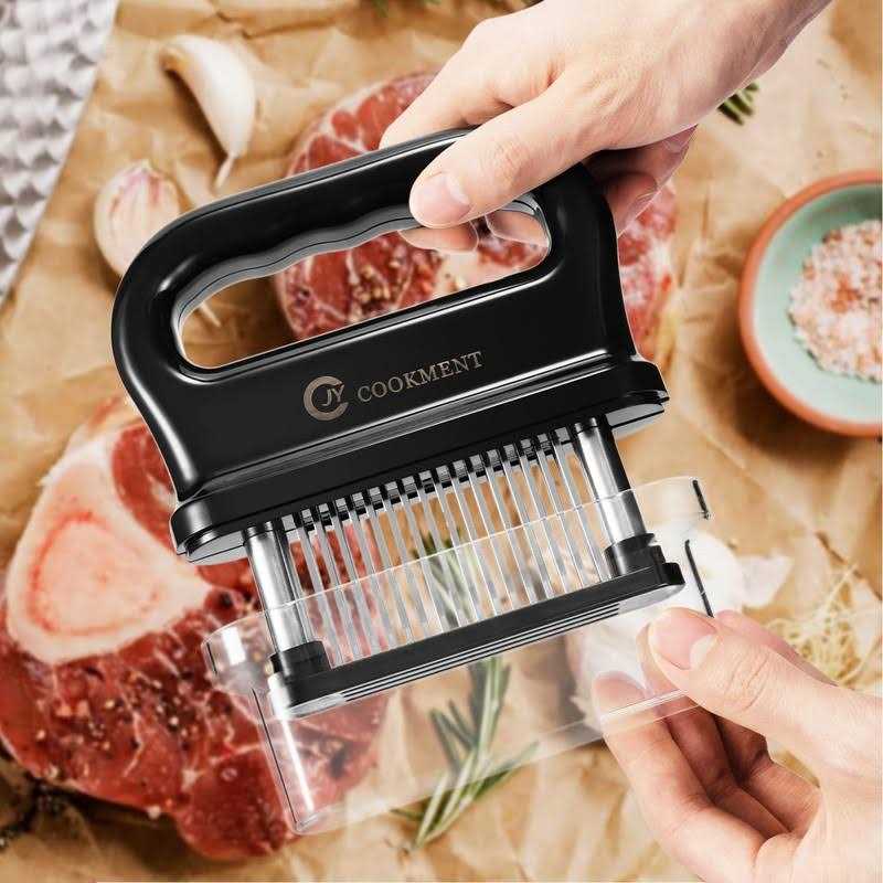 Jy Cookment Meat Tenderizer with 48 Stainless Steel Ultra Sharp Needle Blades - Image 5