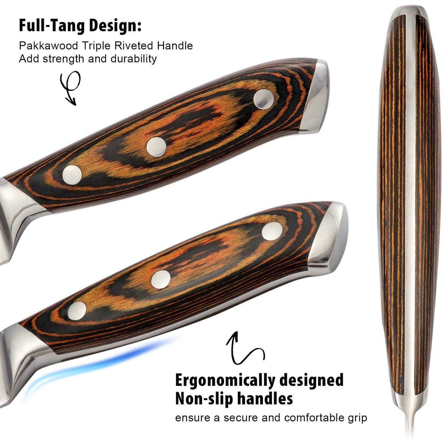 Knife Sets, 15-Piece Japanese Knife Set Kitchen Knife Set with Block Wooden, Hobo Chef Knife Set with Sharpener, Japan High Carbon Stainless Steel KN - Image 4