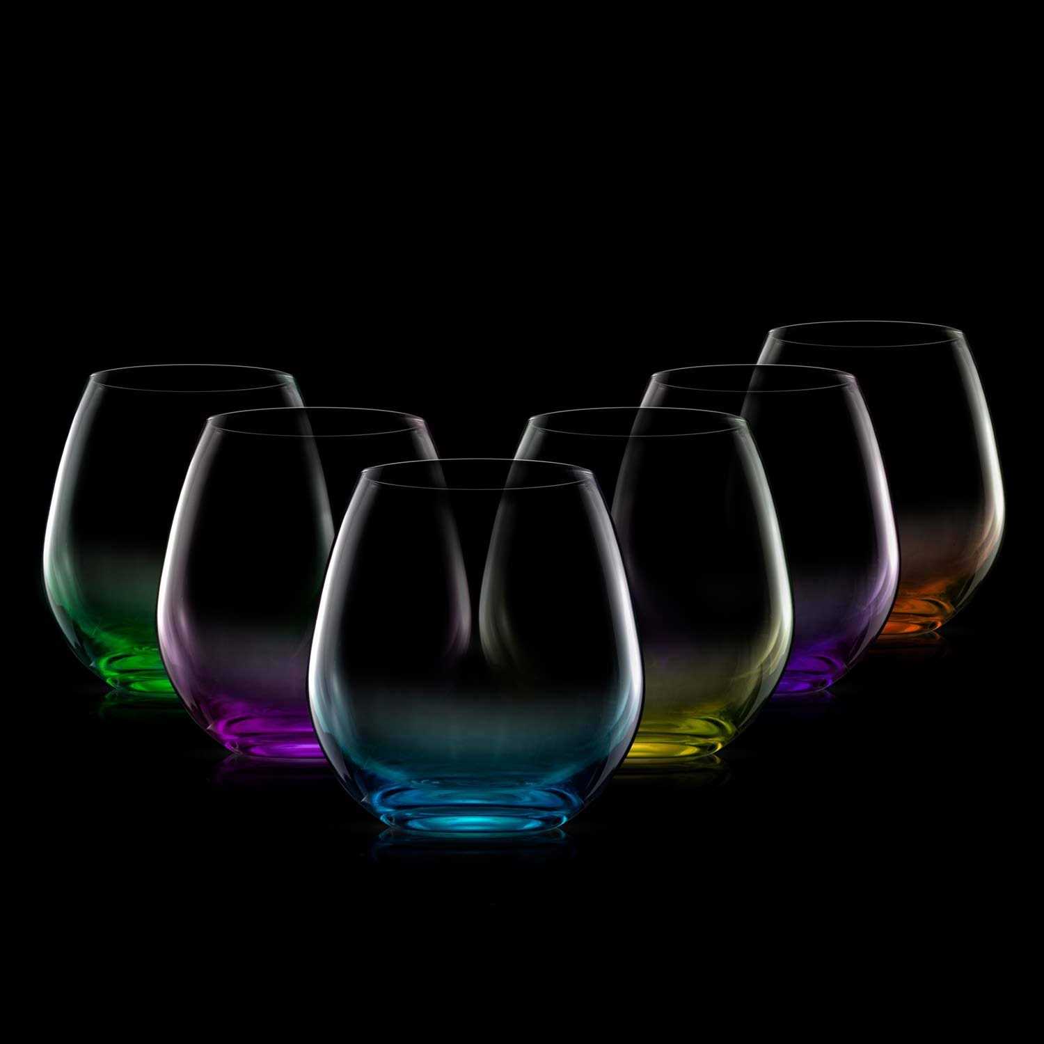 JoyJolt Hue Set of 6 Stemless Wine Glasses - Image 3