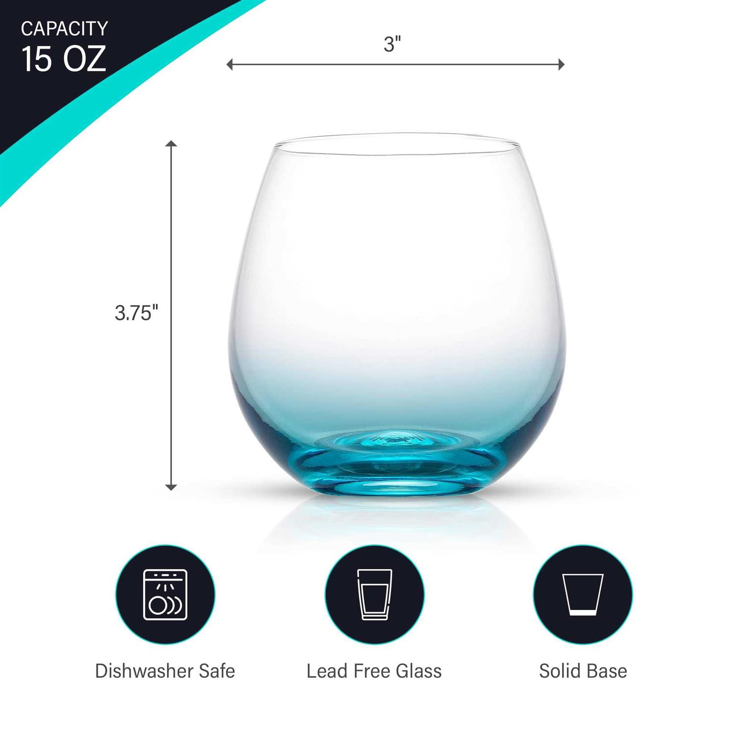 JoyJolt Hue Set of 6 Stemless Wine Glasses - Image 4