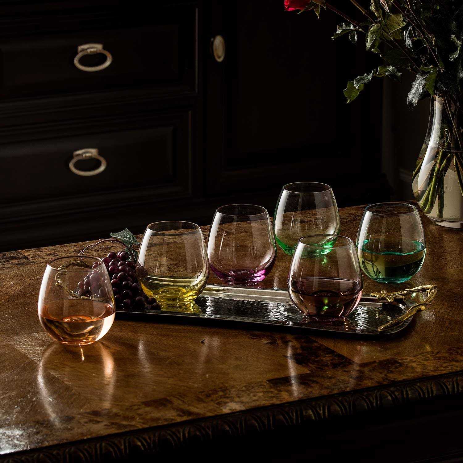 JoyJolt Hue Set of 6 Stemless Wine Glasses - Image 5