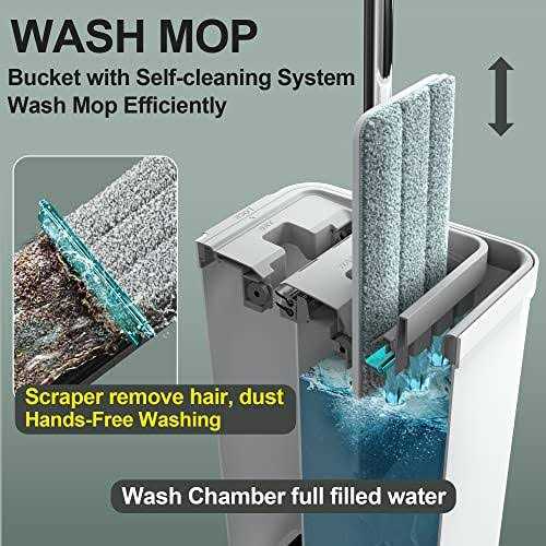 JOYMOOP Mop and Bucket with Wringer Set Flat Floor Mop and Bucket Microfiber and - Image 4