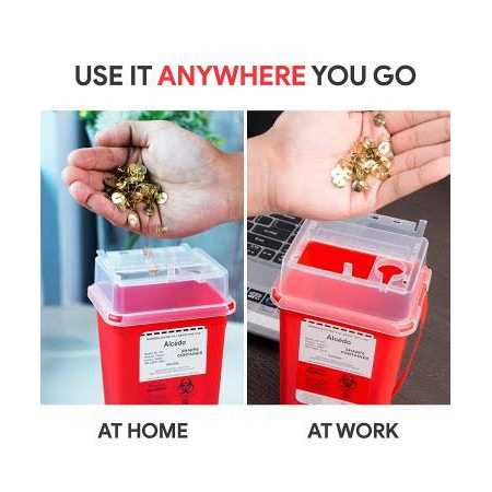 Alcedo Sharps Container For Home Use And Professional 1 Quart Biohazard Needle And Syringe Disposal - Image 3