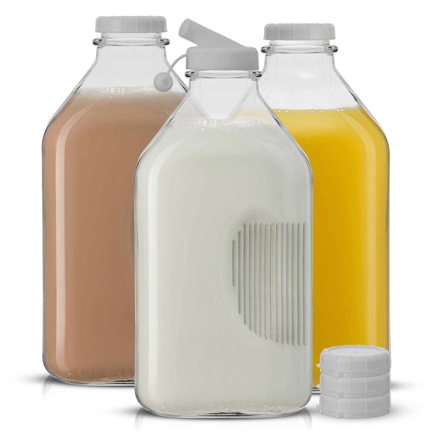 JoyJolt Reusable Glass Milk Bottle with Lid & Pourer - Image 3