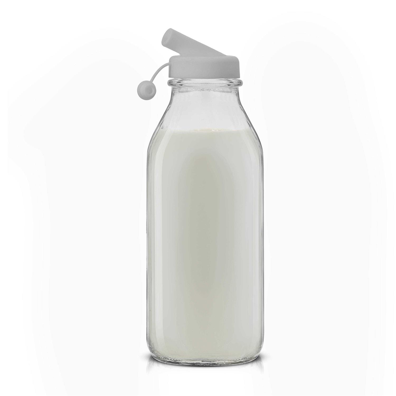 JoyJolt Reusable Glass Milk Bottle with Lid & Pourer - Image 4