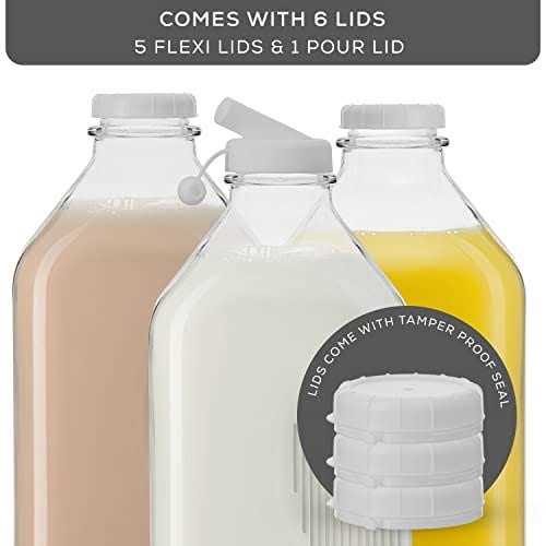 JoyJolt Reusable Glass Milk Bottle with Lid & Pourer - Image 4