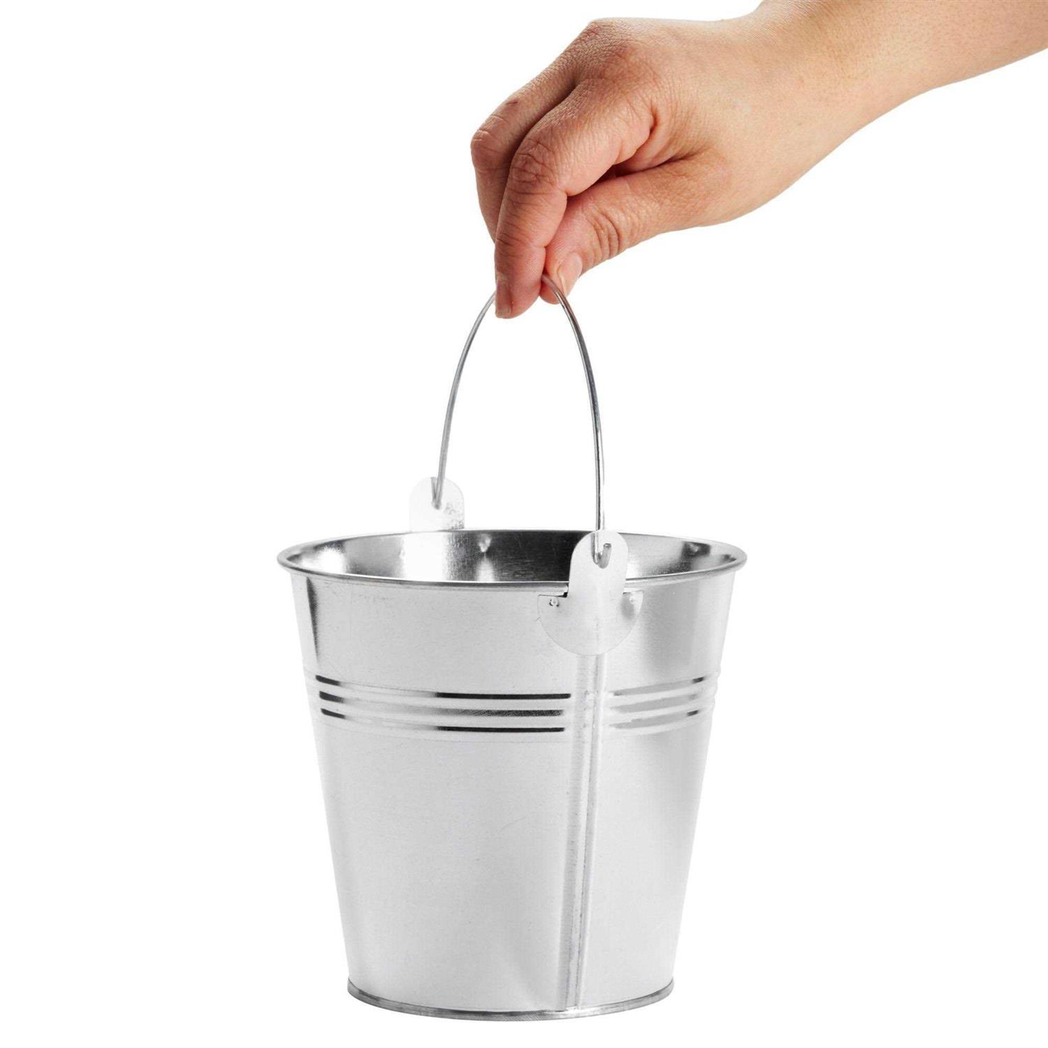 Juvale 12 Pack Galvanized Metal Buckets with Handles for Party Decorations - Image 5