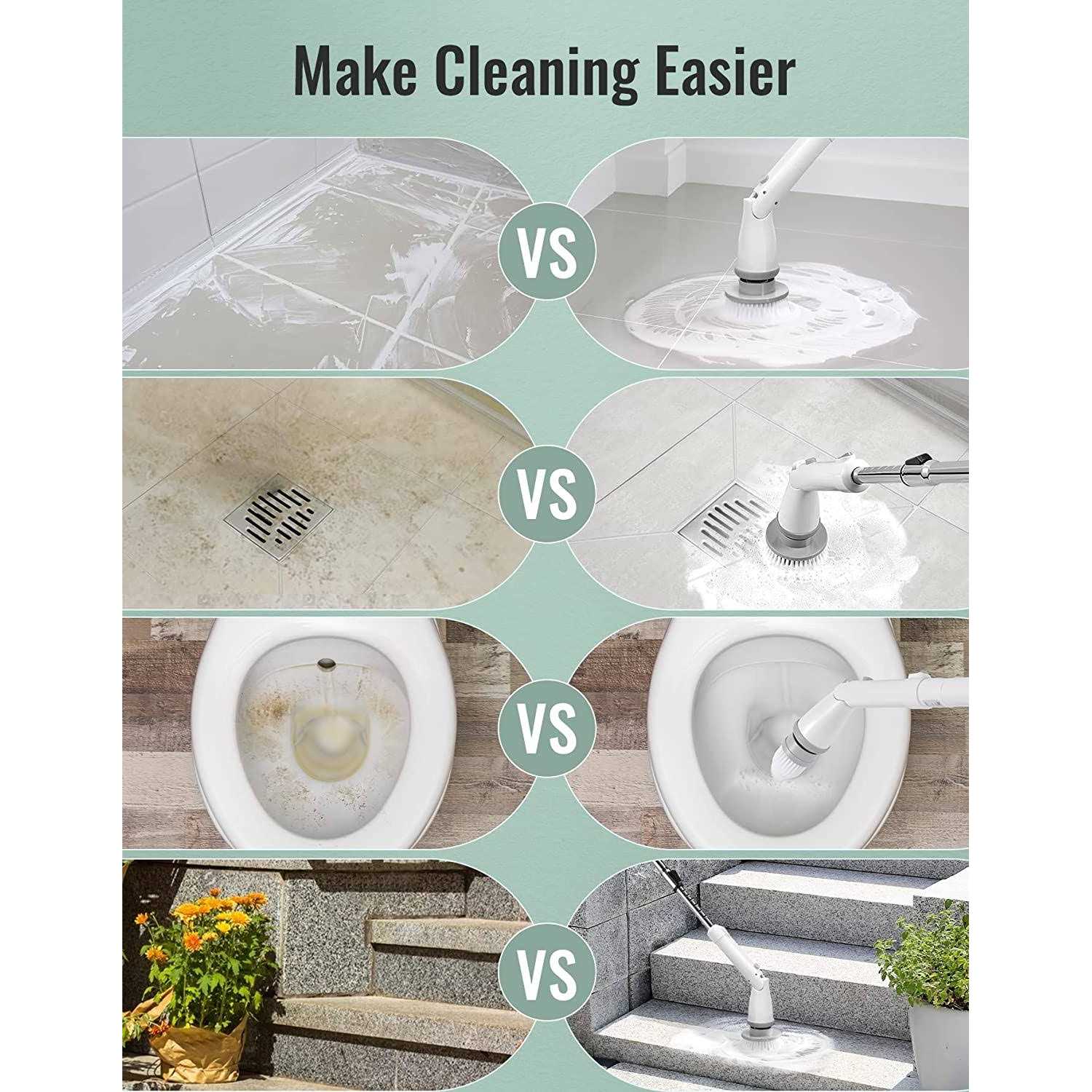 kHelfer Electric Spin Scrubber Kh8 2023 New Cordless Shower Scrubber - Image 4