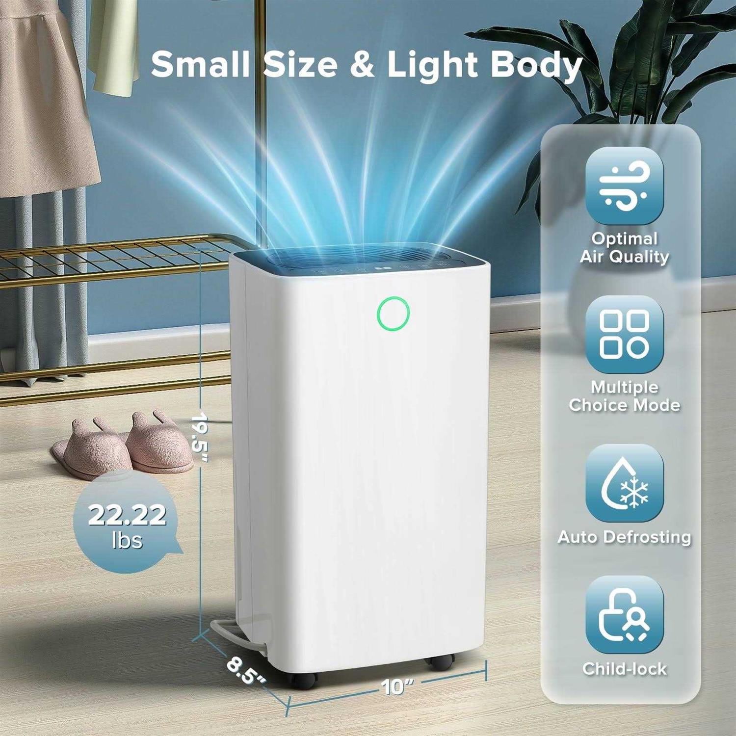 Kissair 30 Pint Dehumidifiers 1000 Sq. Ft Dehumidifier with Drain Hose - Image 4