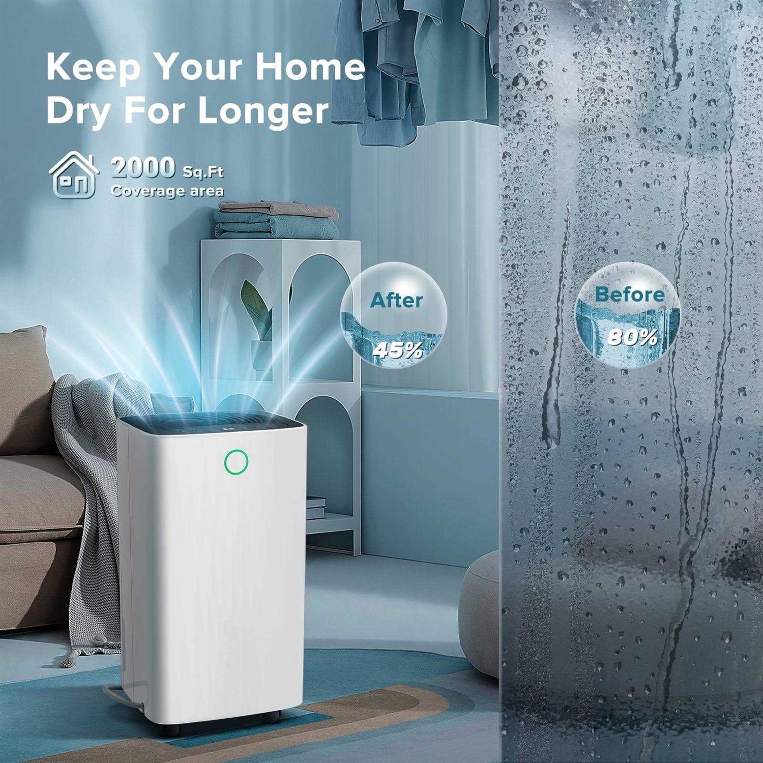 Kissair 30 Pint Dehumidifiers 1000 Sq. Ft Dehumidifier with Drain Hose - Image 5