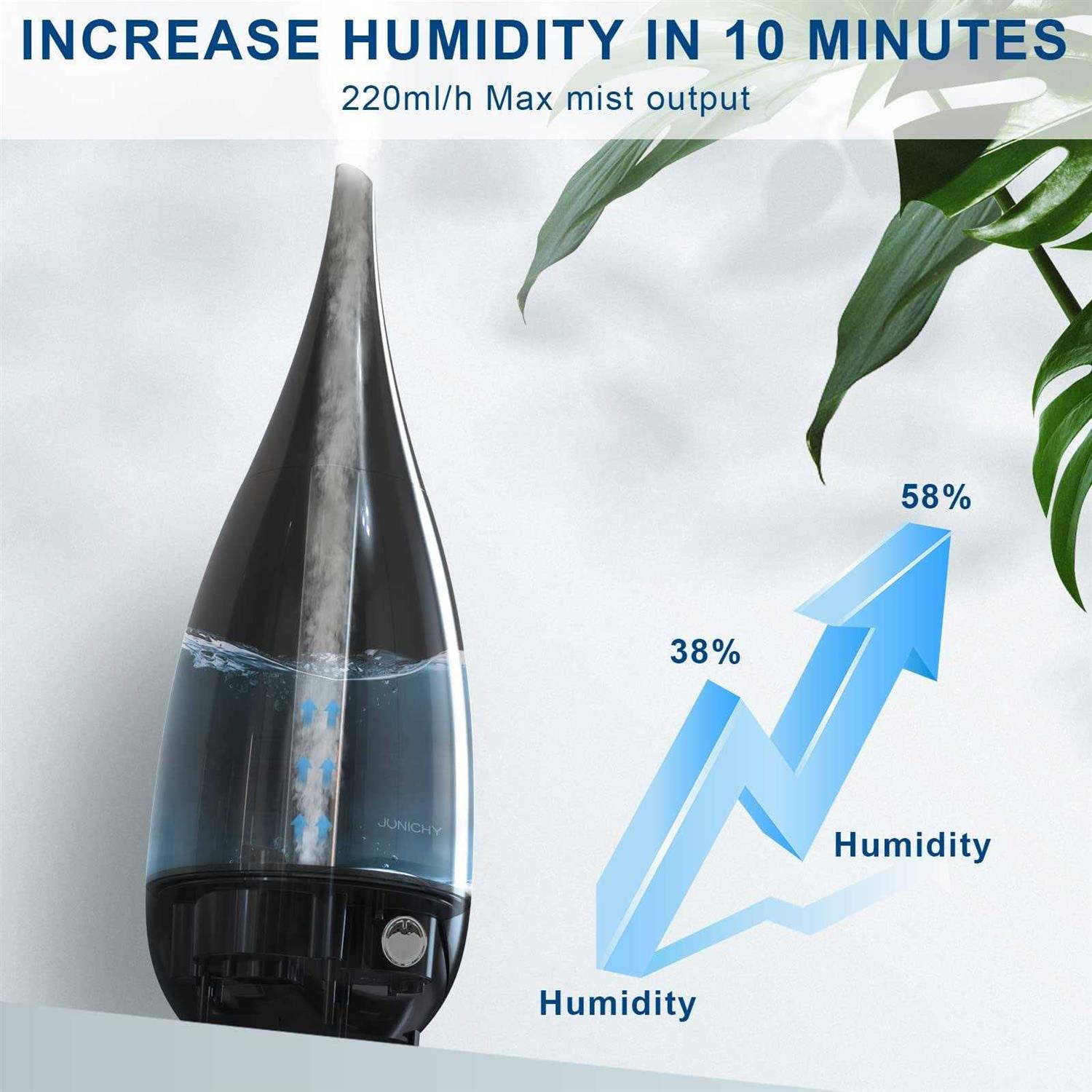JUNICHY Vase Humidifiers 3L Humidifier for Plants Quiet Cool Mist Humidifiers for Room Plant Humidifier Indoor with Nozzle Desktop Humidifier - Image 4