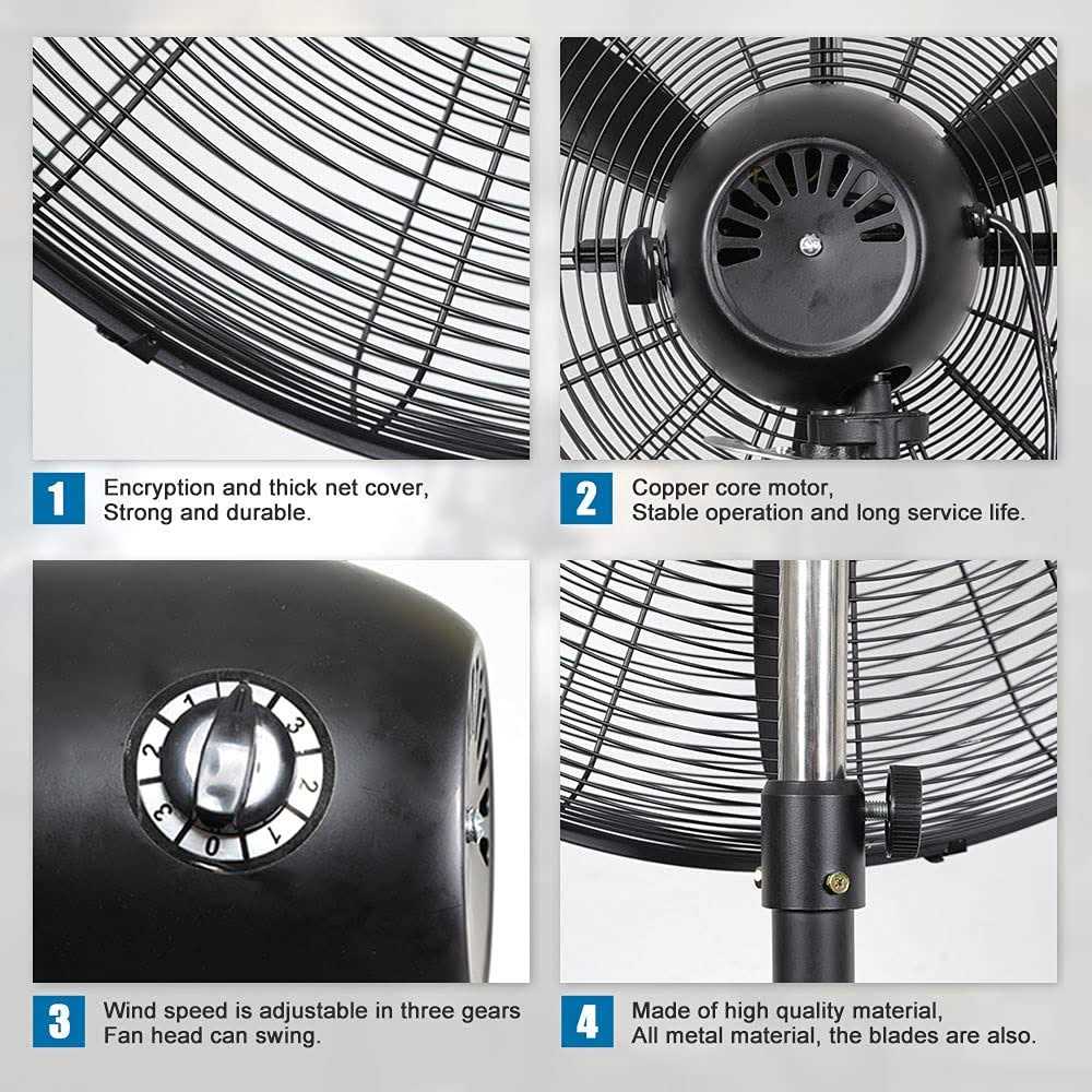 KAPAS Industrial Pedestal Fan 30 inch& 26 inch Diameter Commercial Oscillating Fan Adjust Height - Image 4