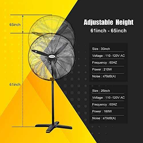 KAPAS Industrial Pedestal Fan 30 inch& 26 inch Diameter Commercial Oscillating Fan Adjust Height - Image 5