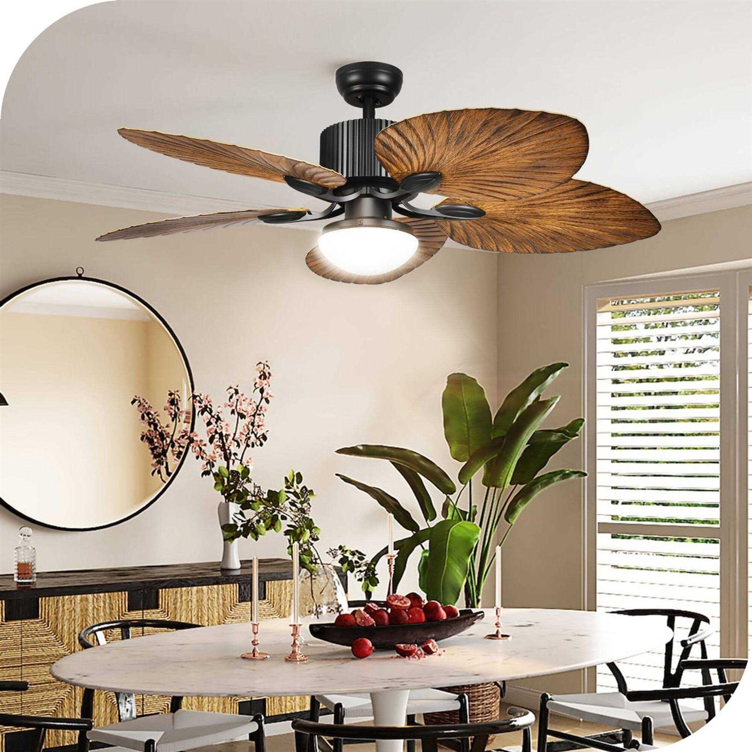 Moasis 52 Palm Leaf Tropical Style Ceiling Fan LED Light with Remote - Image 5
