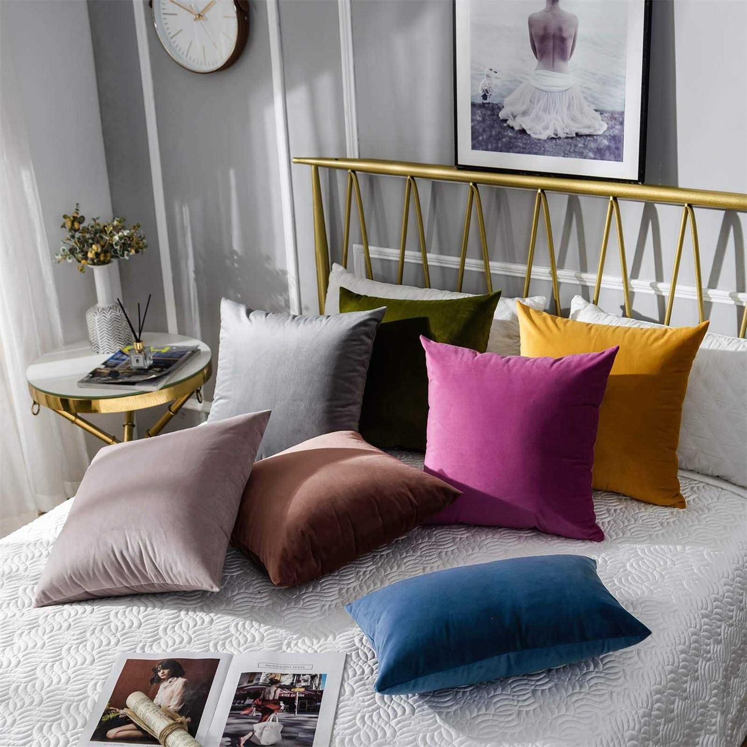 JUSPURBET Soft Velvet Throw Pillow Covers Set of 2,Decorative Solid Cushion Cases for Couch Sofa Bed - Image 4