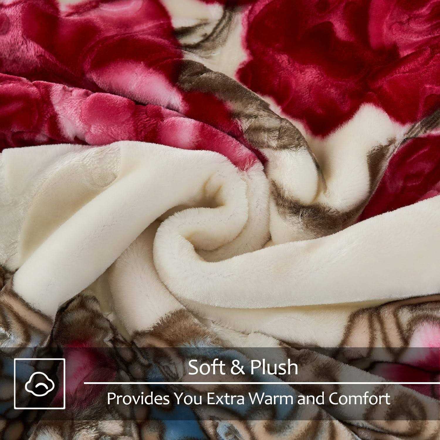 JYK Korean Mink Fleece Plush 2 Ply Reversible Soft Warm Blanket for Autumn Winter - Image 3