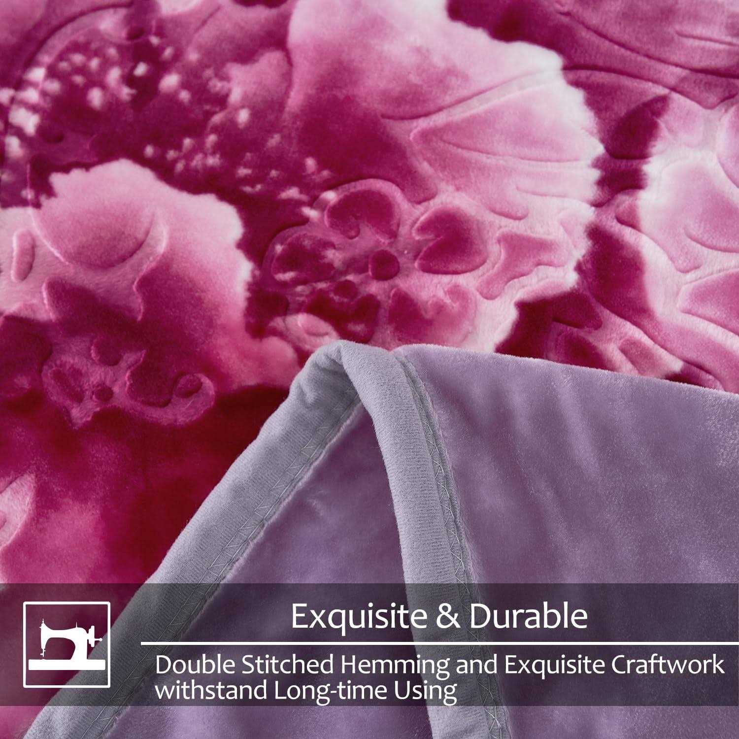 JYK Korean Mink Fleece Plush 2 Ply Reversible Soft Warm Blanket for Autumn Winter - Image 5