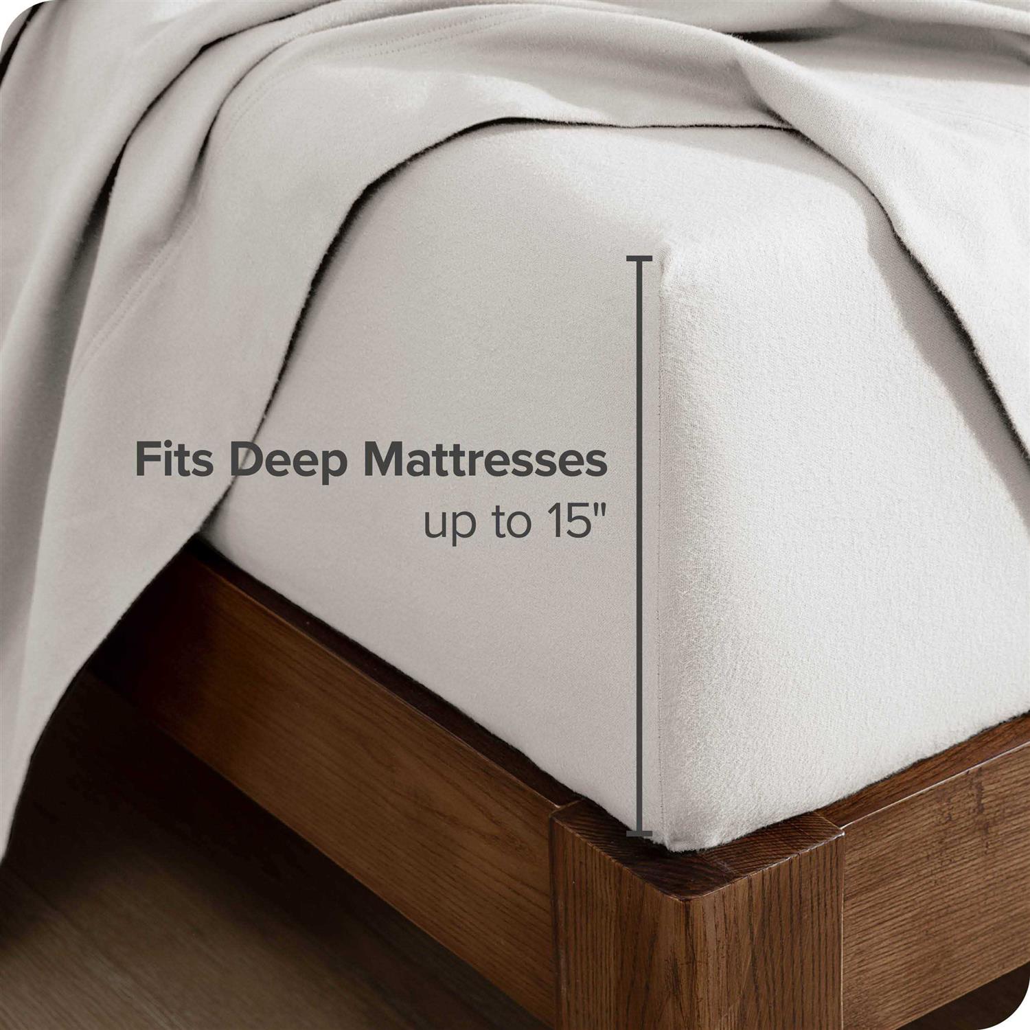 Bare Home 100% Cotton Flannel Fitted Bottom Sheet - Image 3