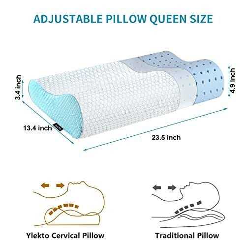 Ylekto Memory Foam Pillows Neck Pillow Bed Pillow for Sleeping Ergonomic Cervical Pillow Orthopedic Contour Pillow for Side Back Stomach Sleeper - Image 5