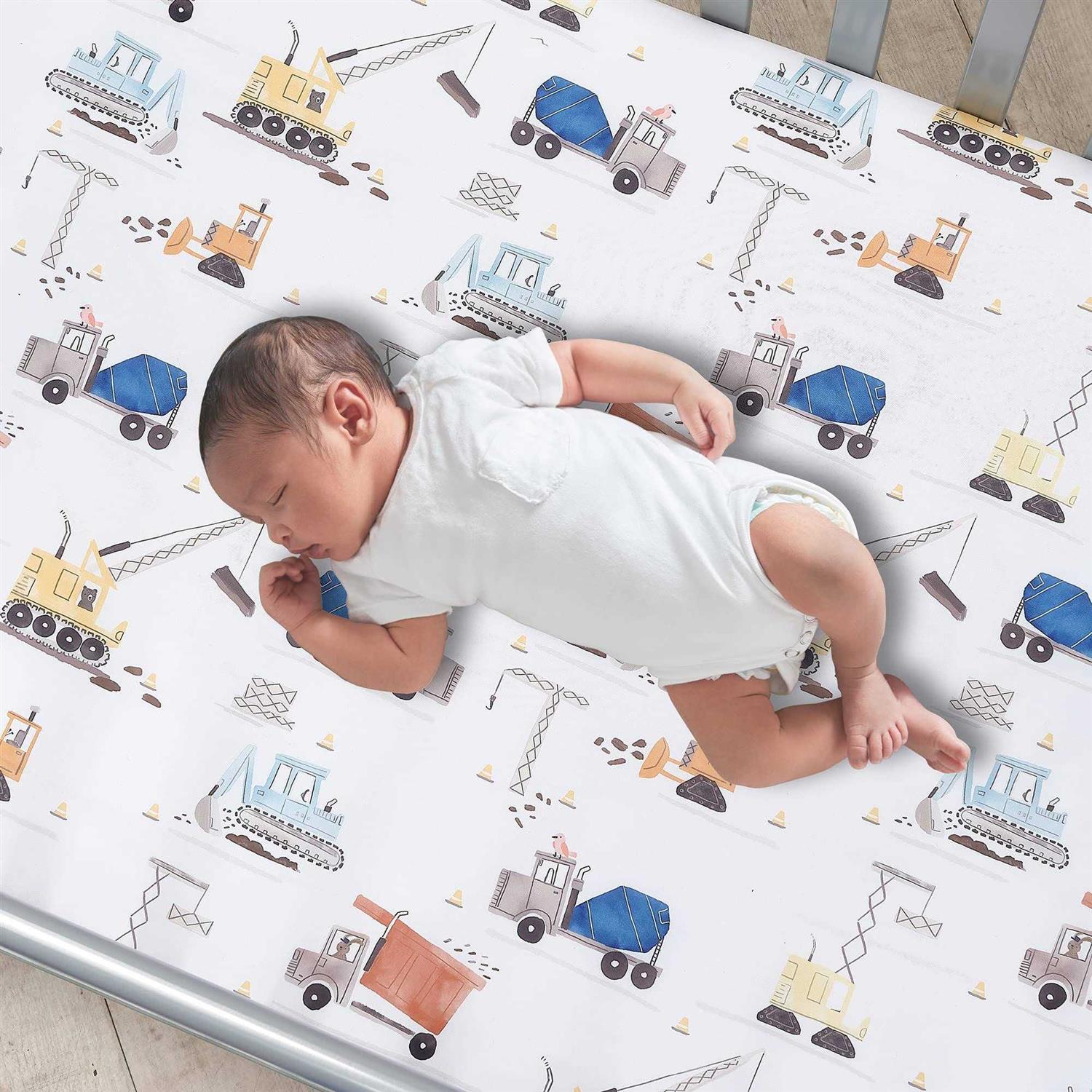 Lambs & Ivy Construction Zone Baby Fitted Crib Sheet - Image 2