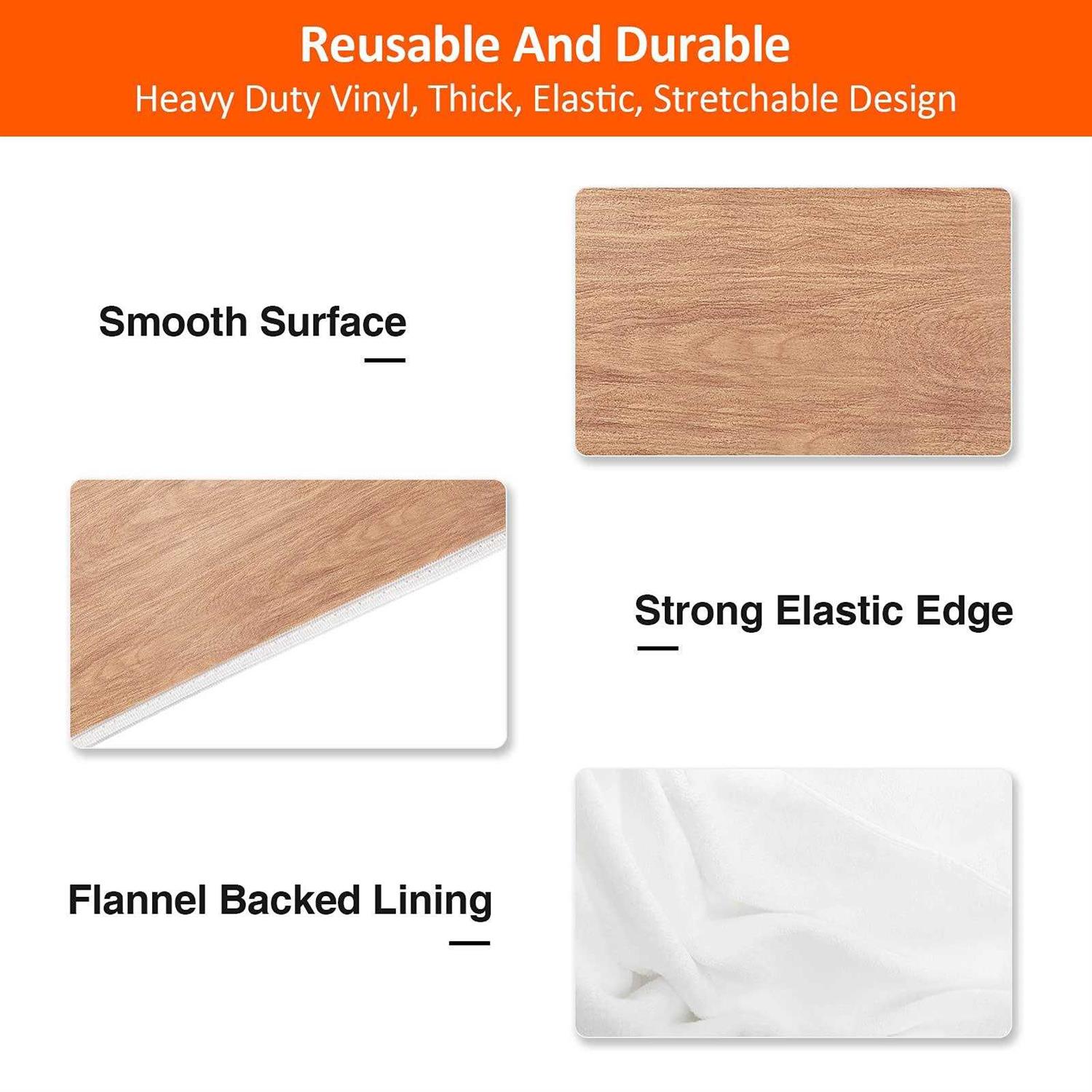 KENOBEE Picnic Table and Bench Fitted Cover Flannel Backing Elastic Edge Waterproof Wipeable Plastic Cover Vinyl Tablecloth - Image 4