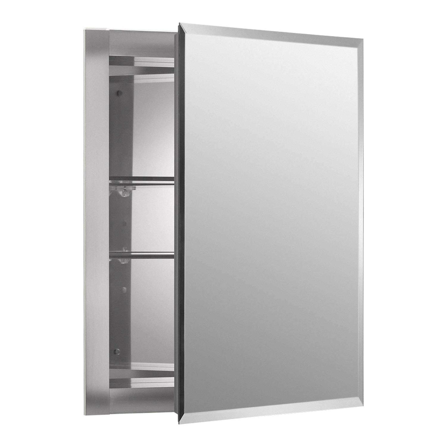 Kohler CB-CLR1620FS 16 W x 20 H Aluminum Single-Door Medicine Cabinet with Mirrored Door - Image 4