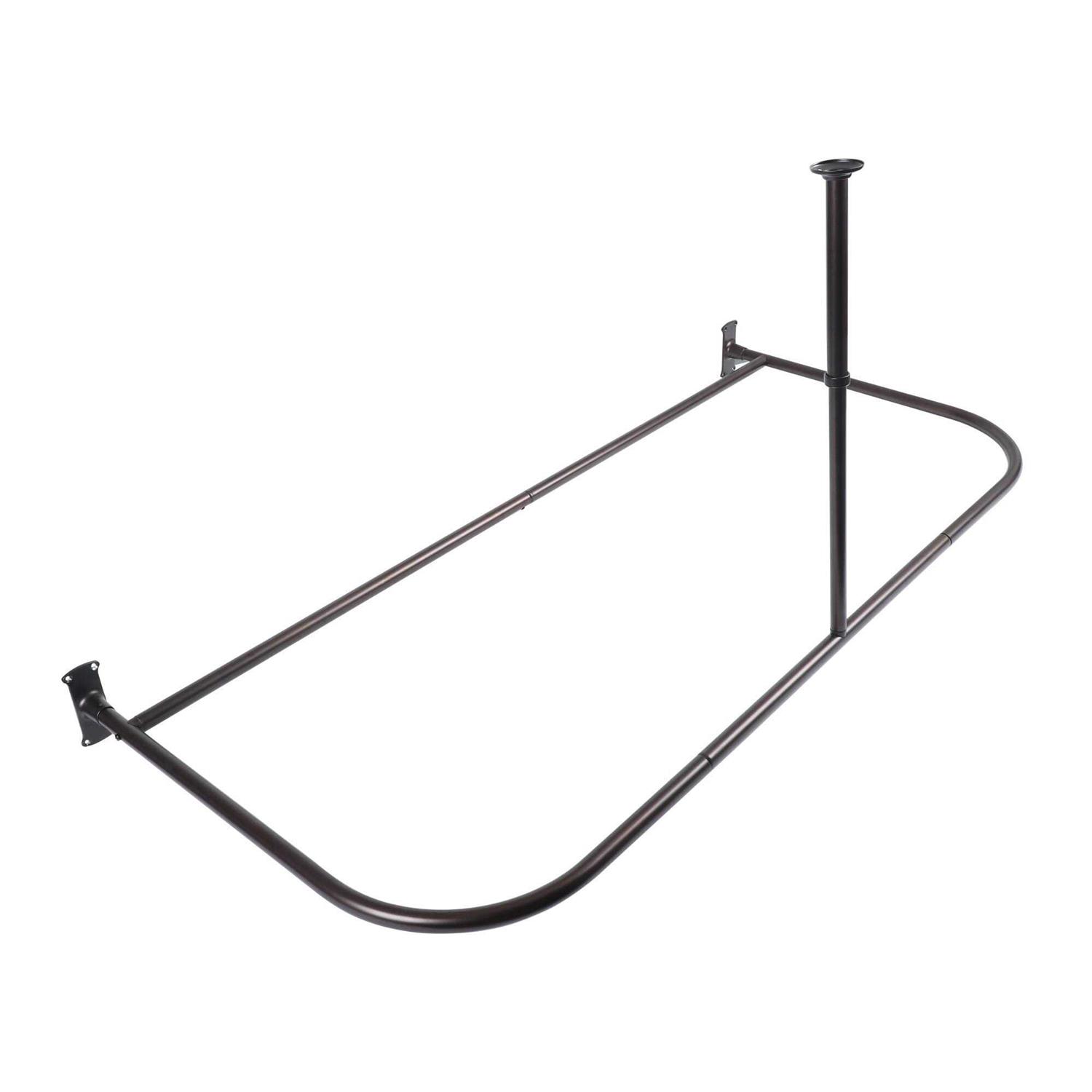 Utopia Alley Rustproof Aluminum D Shape Shower Rod with Ceiling Support for Freestanding Tubs - Image 5