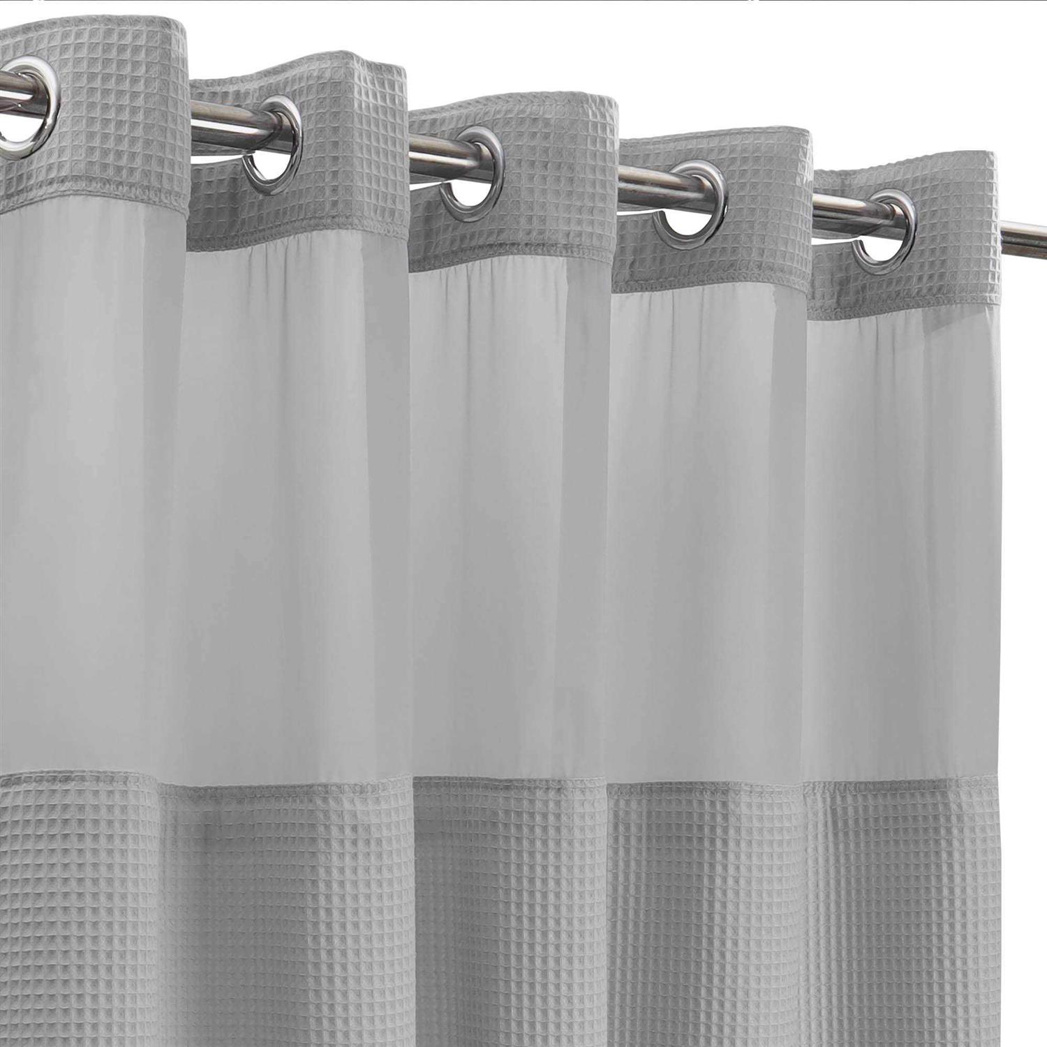 River Dream White Fabric Shower Curtain Set Cotton Blend Waffle Weave - Image 3