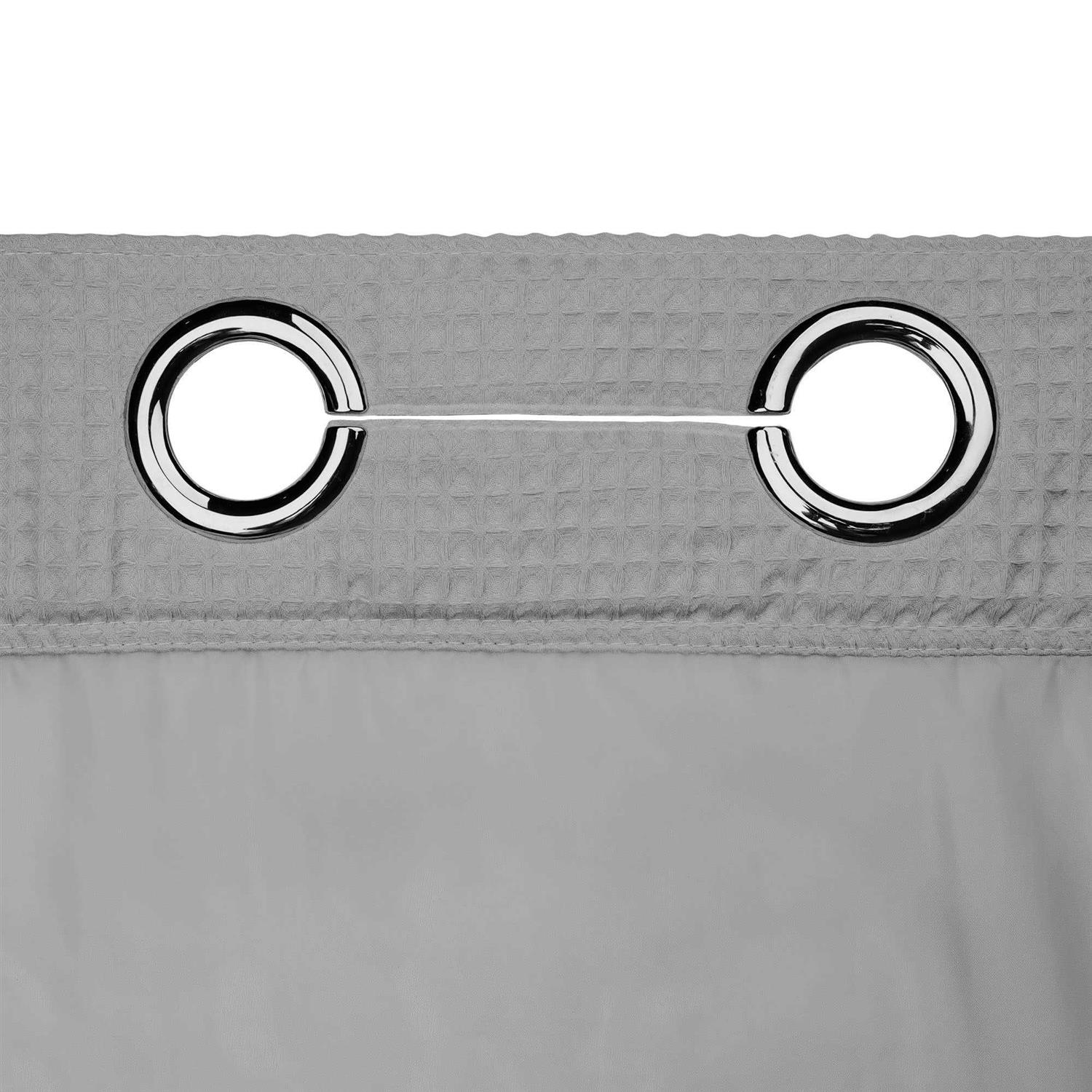 River Dream White Fabric Shower Curtain Set Cotton Blend Waffle Weave - Image 4