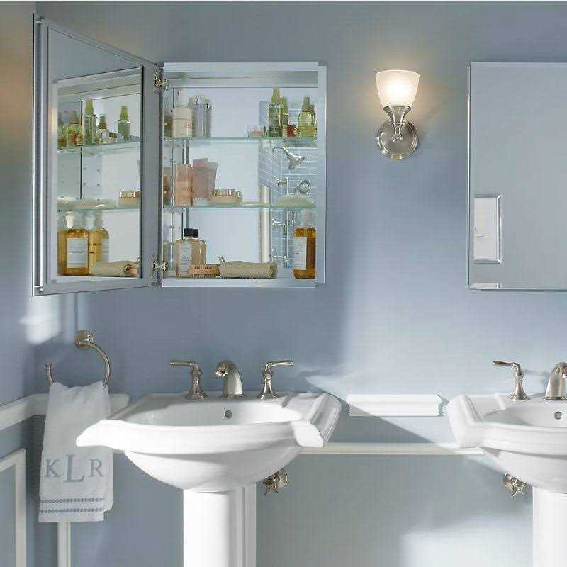 Kohler CB-CLC2526FS 25 W x 26 H Aluminum two-Door Medicine Cabinet with Mirrored doors K-CB-CLC2526FS - Image 4