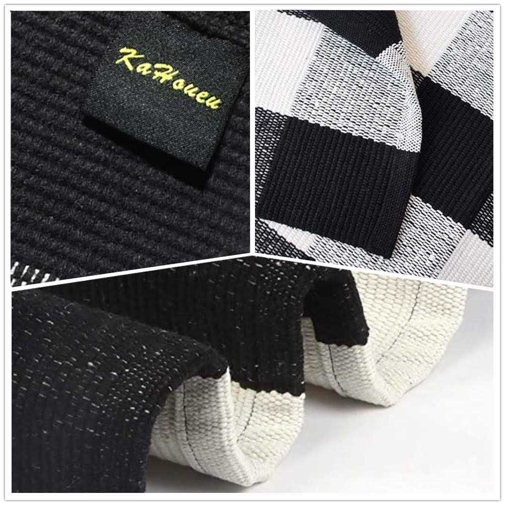 Kahouen Buffalo Check Runner Rug,Hand-Woven Buffalo Plaid Runner Rugs, Black and White Checkered Outdoor Rugs for Kitchen/Living - Image 3