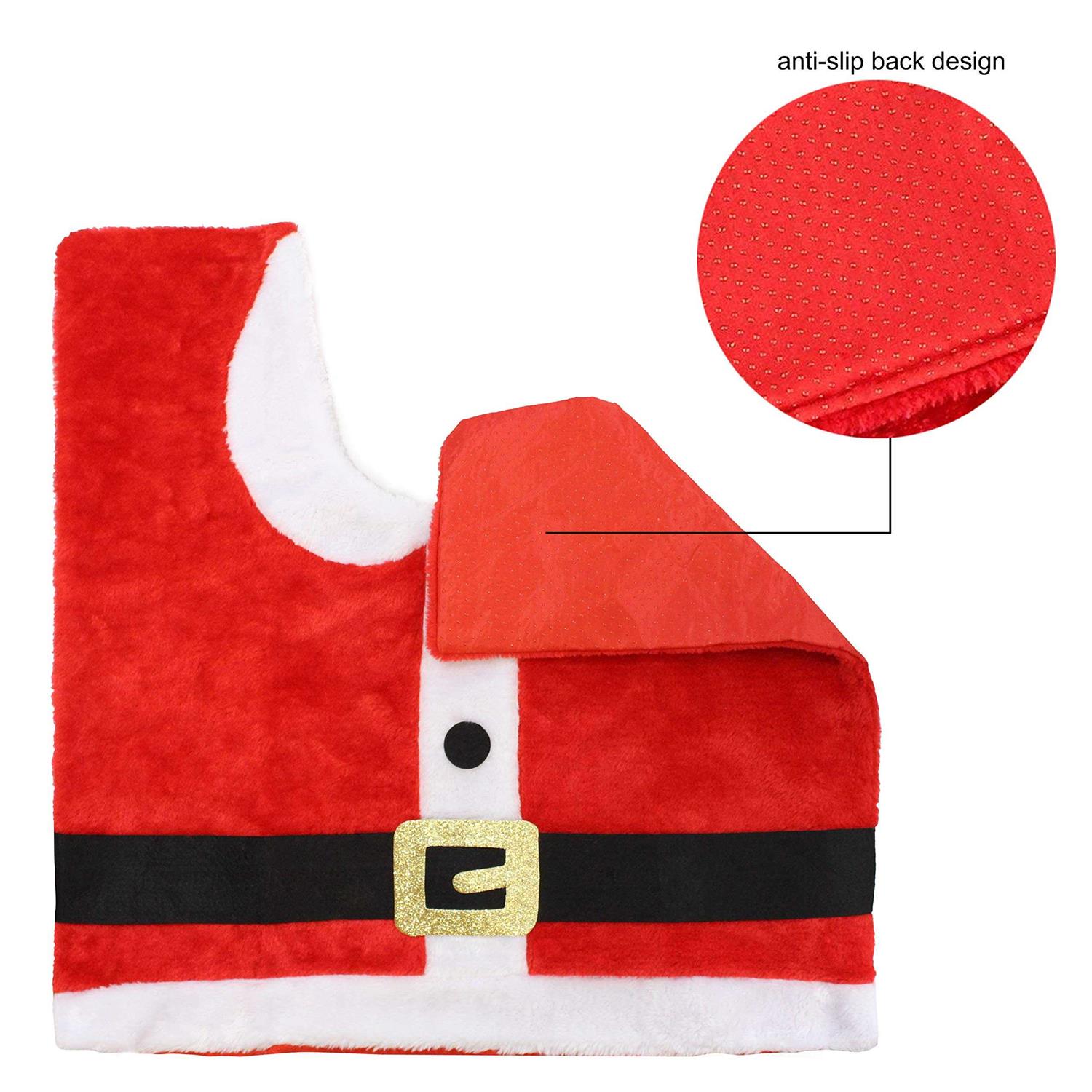 JOYIN 5 Pieces Christmas Theme Bathroom Decoration Set w/Toilet Seat Cover, Rugs, and Santa Towel - Image 3