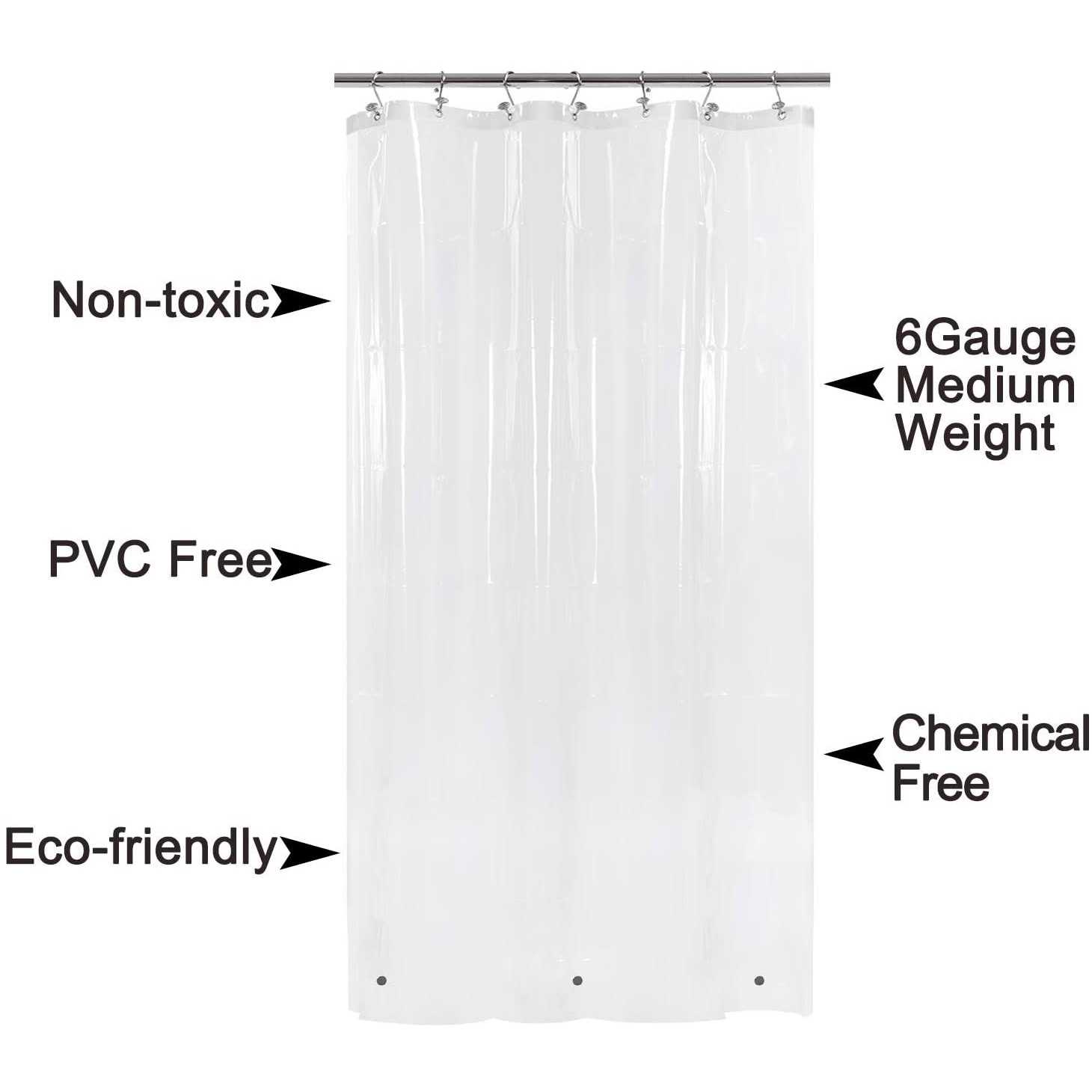 Small Shower Curtain Liner for Stall Size 36 x 72 8G Heavy Duty PEVA Narrow Standing Single with 3 Magnets - Image 5