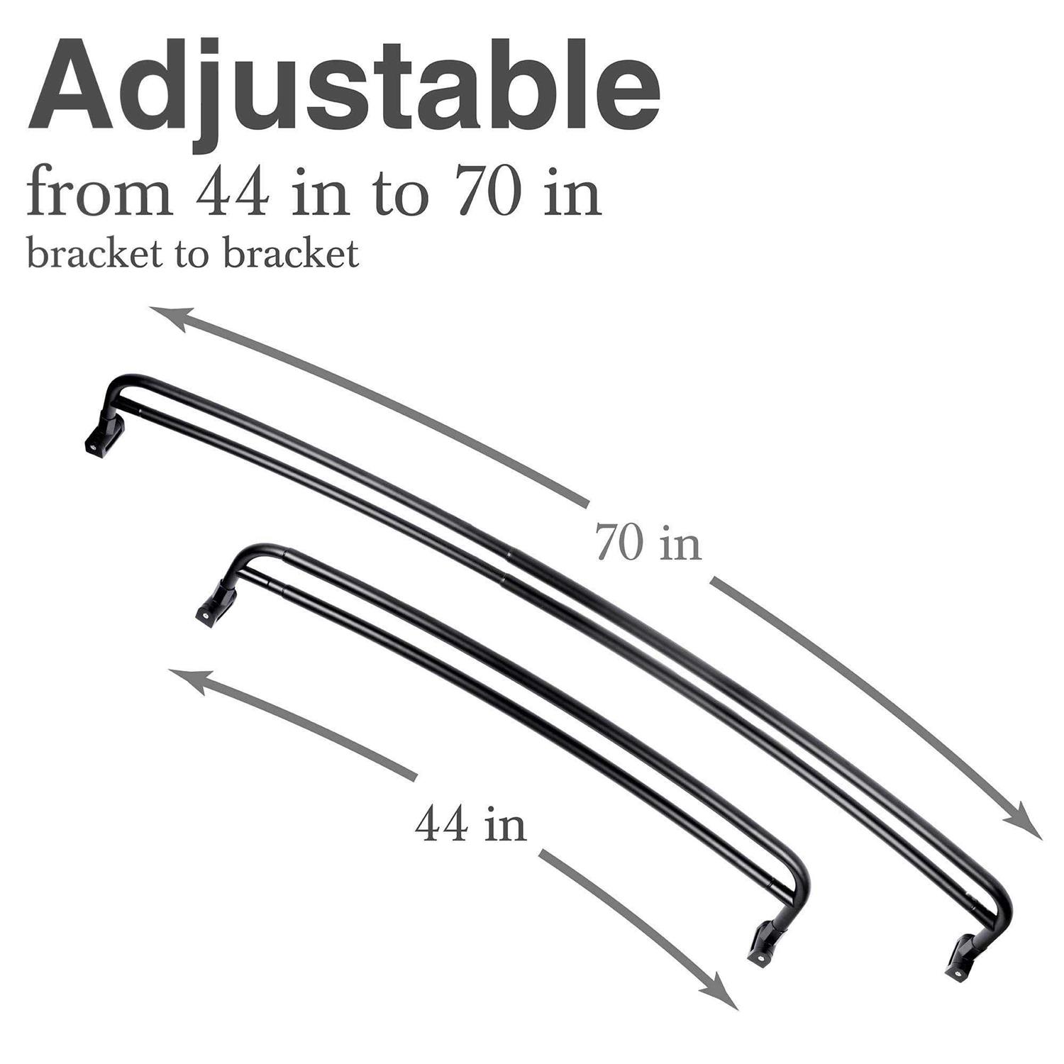 JS Jackson Supplies Double Curved Shower Rod, Metal Construction, Adjustable Between 44 to 70 Inches, Aluminum Rods and Zinc Mounting Hardware - Image 3