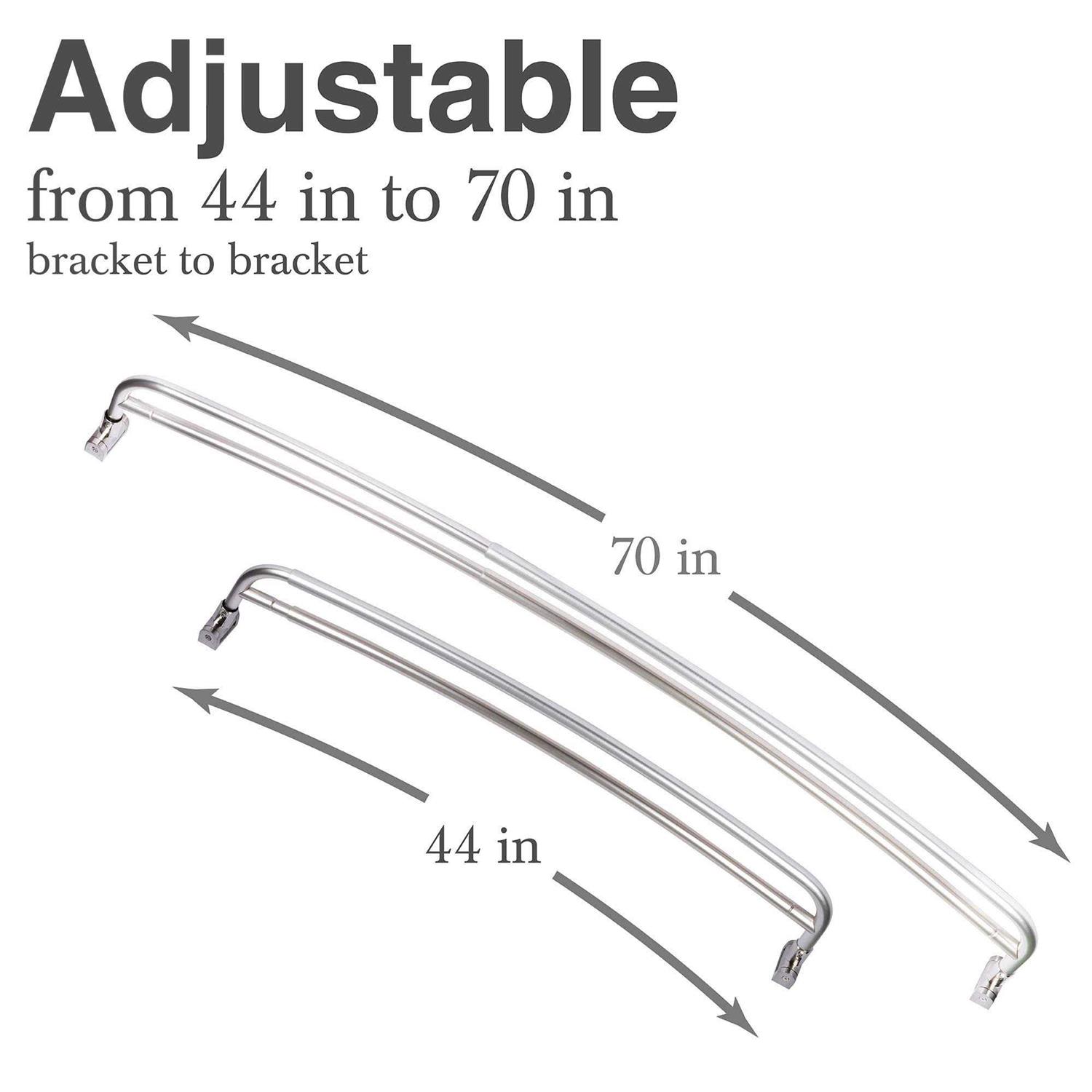 JS Jackson Supplies Double Curved Shower Rod, Metal Construction, Adjustable Between 44 to 70 Inches, Aluminum Rods and Zinc Mounting Hardware - Image 3