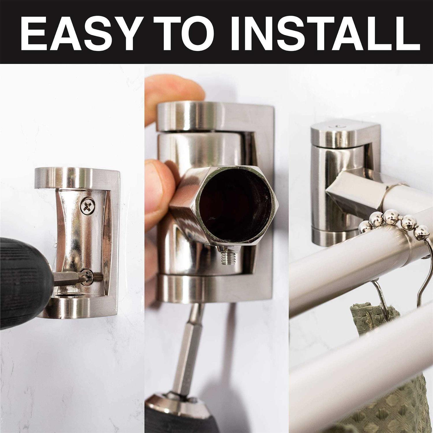 JS Jackson Supplies Double Curved Shower Rod, Metal Construction, Adjustable Between 44 to 70 Inches, Aluminum Rods and Zinc Mounting Hardware - Image 5