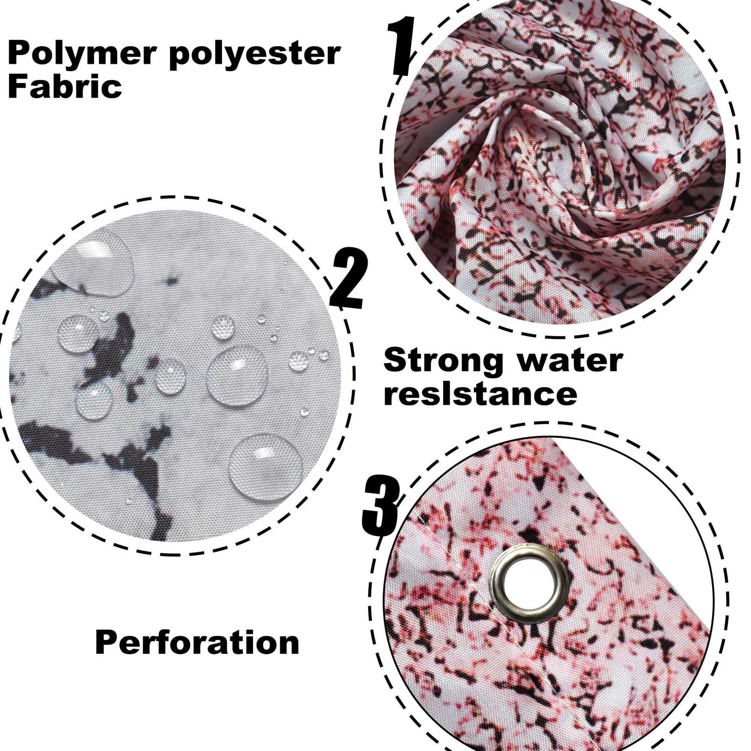 Juwute 4PCS/Set Shower Curtain Marble Pink Shiny Bathroom Decor Set with 12 Hooks ,Toilet Lid Cover Sets with Non-Slip Rug Bath Mat - Image 3