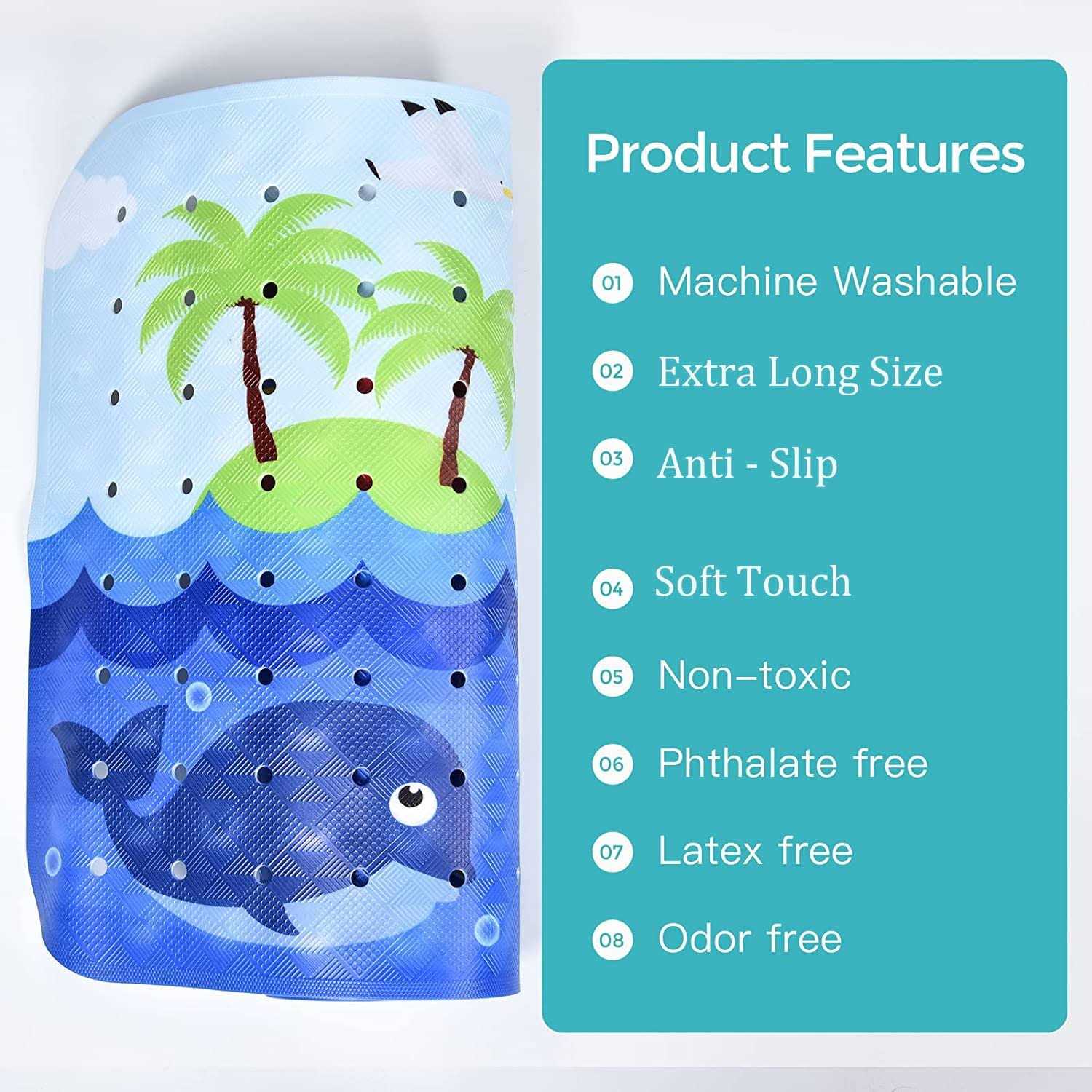 Tubozadi Baby Bath Mat For Tub Kids Non Slip Bathtub Baby Extra Long 40X16 Inch Bathroom Toddler Anti Slip Shower Mat - Image 4