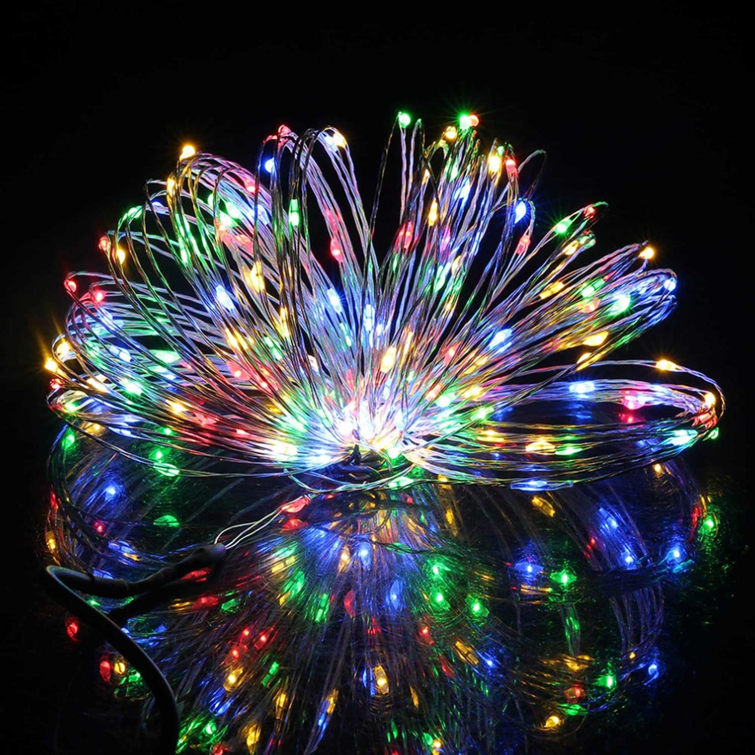 kemooie 2 Packs Solar string Lights 100 led 33ft 8 Twinkle Modes Green Solar Powered Fairy Lights waterproof For outdoor Tree Garden christmas Decorat - Image 5