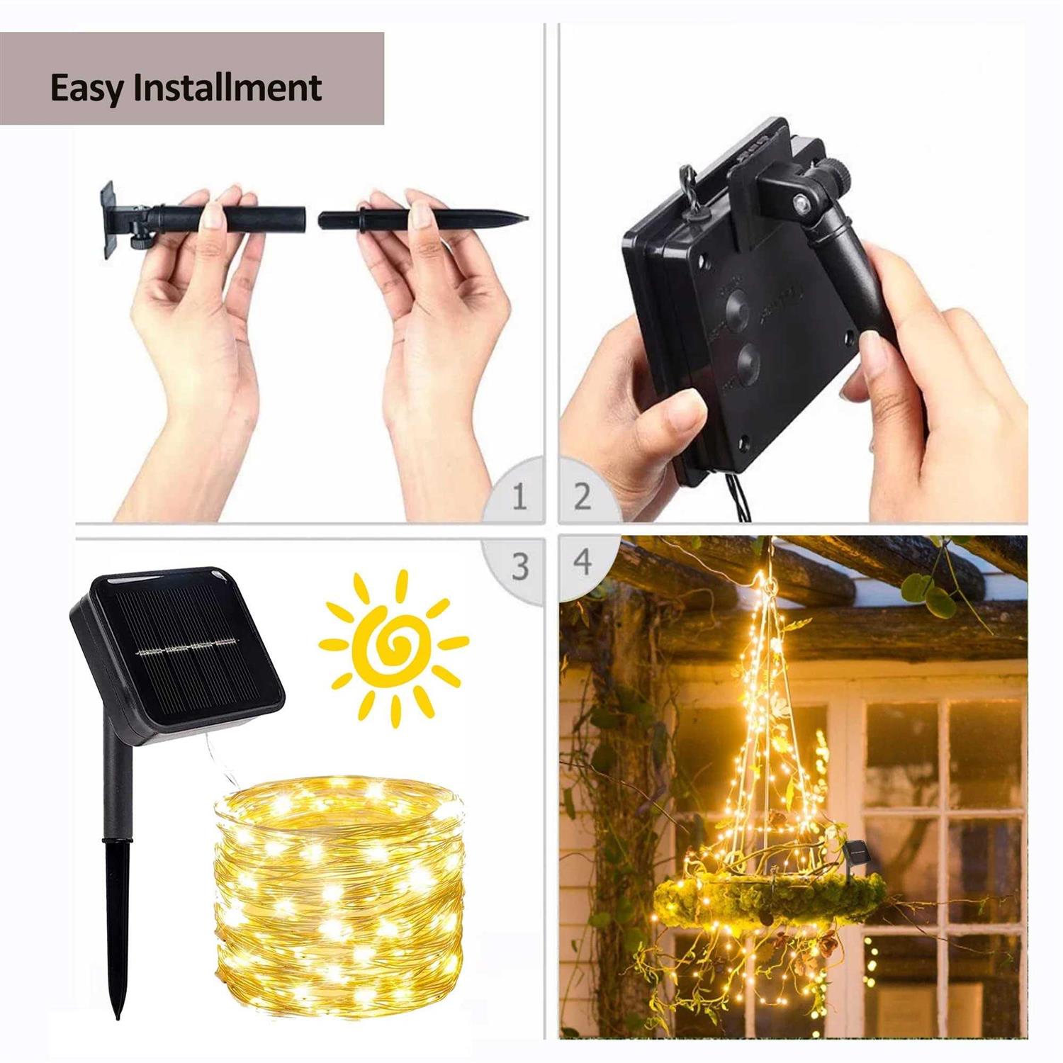 kemooie 2 Packs Solar string Lights 100 led 33ft 8 Twinkle Modes Green Solar Powered Fairy Lights waterproof For outdoor Tree Garden christmas Decorat - Image 3
