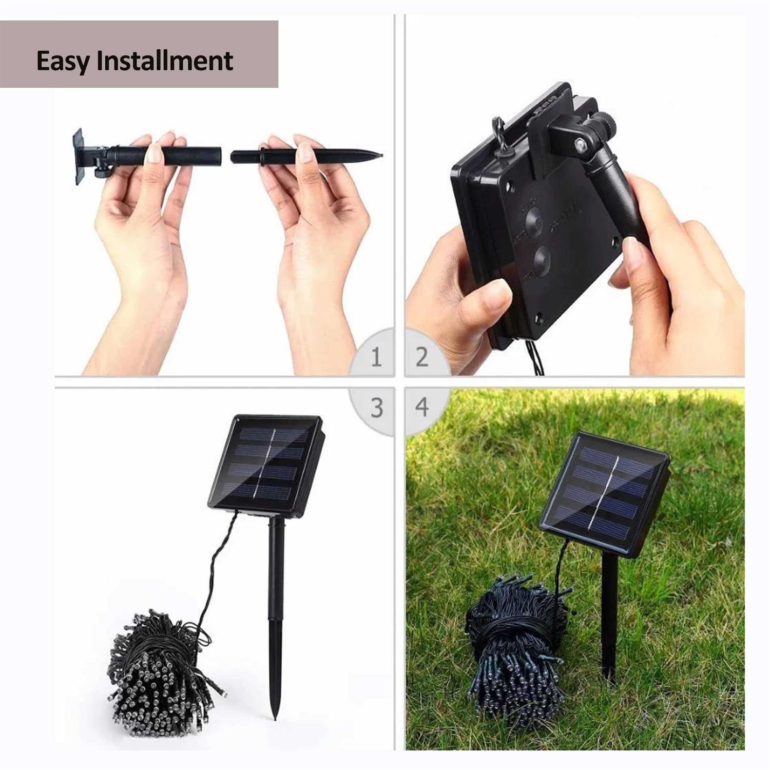 kemooie 2 Packs Solar string Lights 100 led 33ft 8 Twinkle Modes Green Solar Powered Fairy Lights waterproof For outdoor Tree Garden christmas Decorat - Image 5